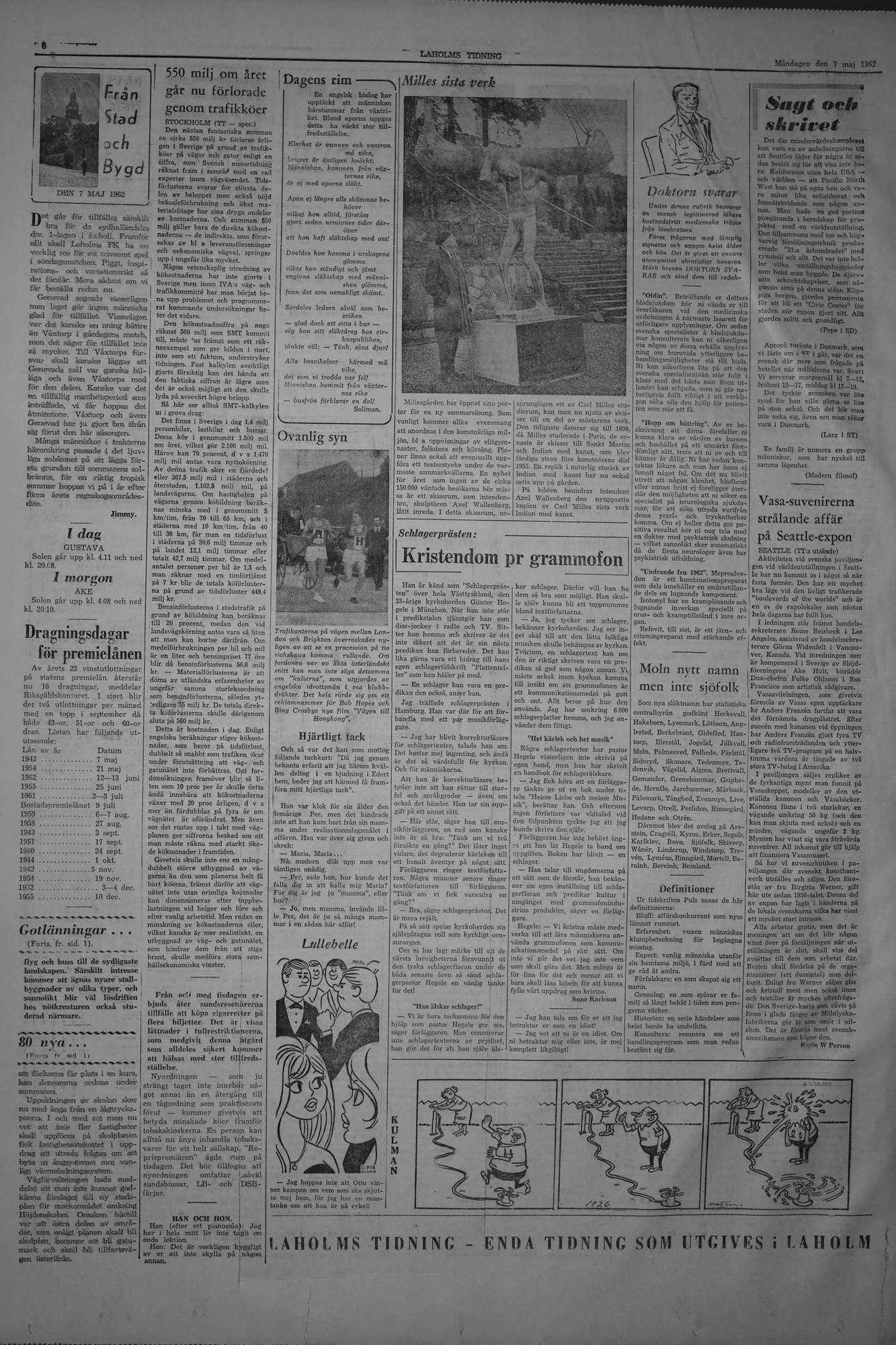 Laholms Tidning Måndag 7 maj 1962, sida 6