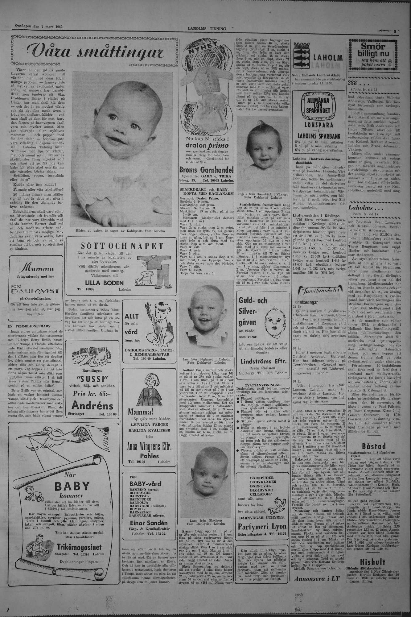 Laholms Tidning Onsdag 7 mars 1962, sida 3