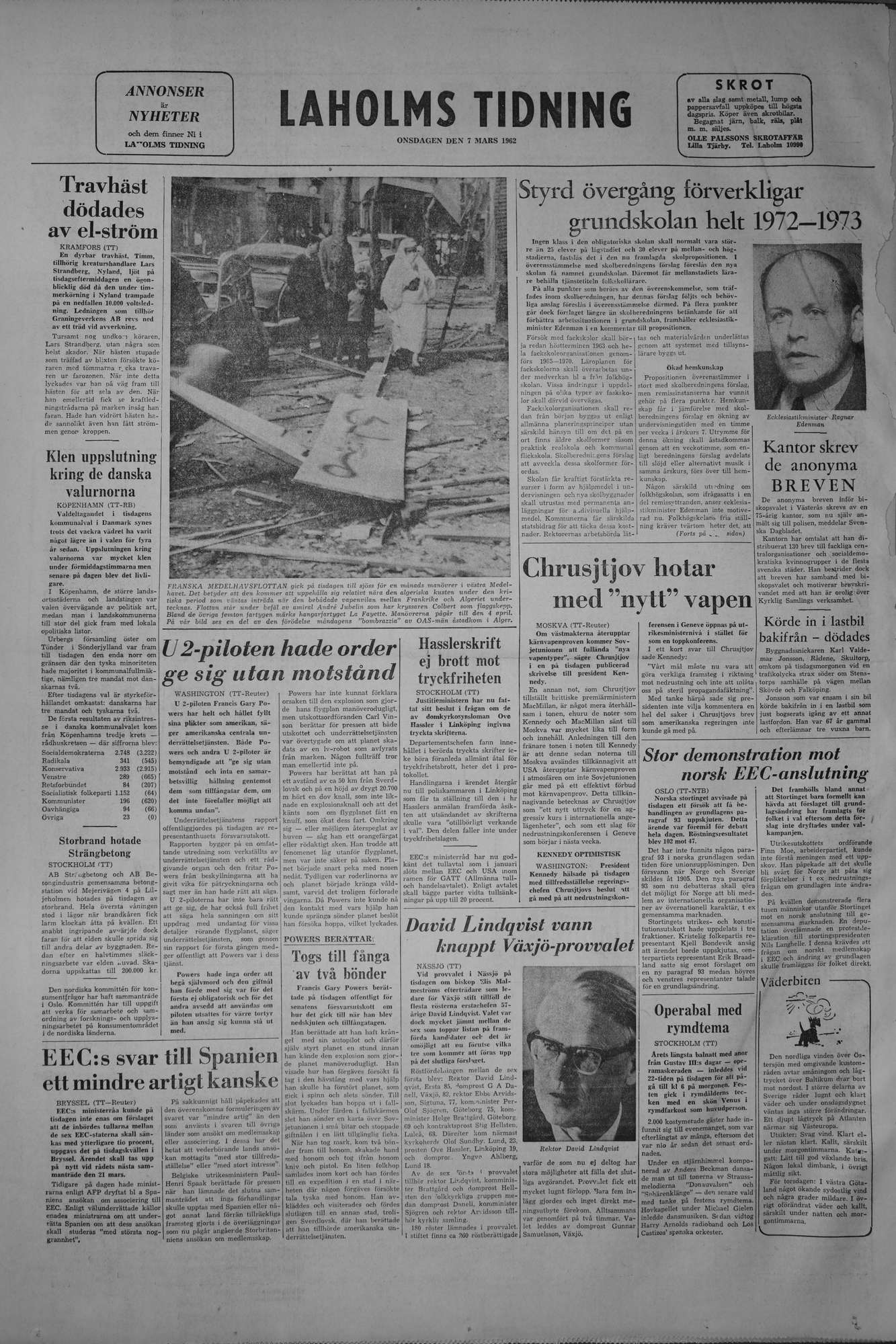 Laholms Tidning Onsdag 7 mars 1962, sida 8