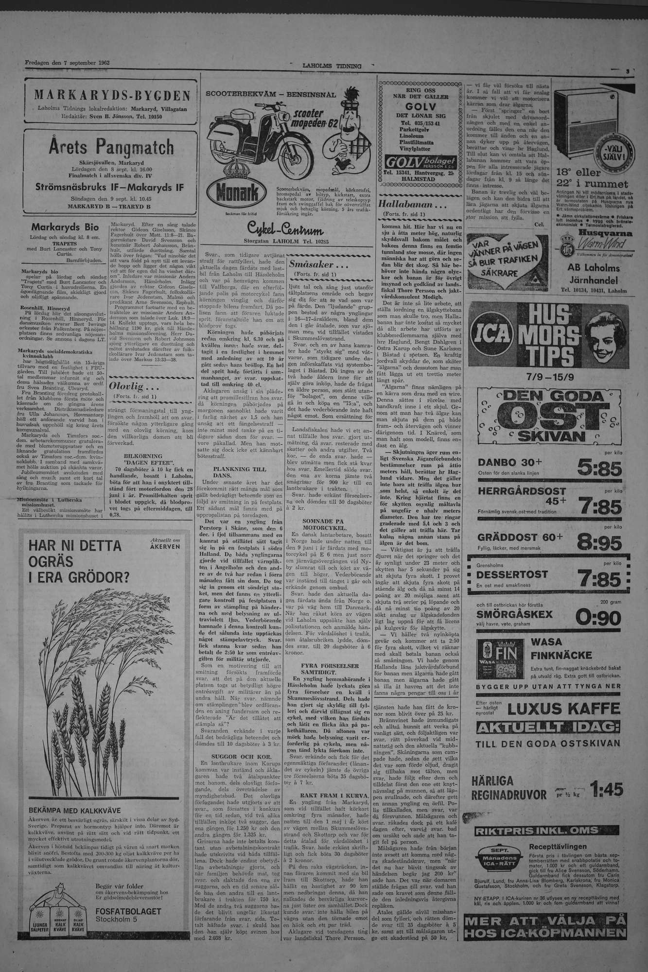 Laholms Tidning Fredag 7 september 1962, sida 3