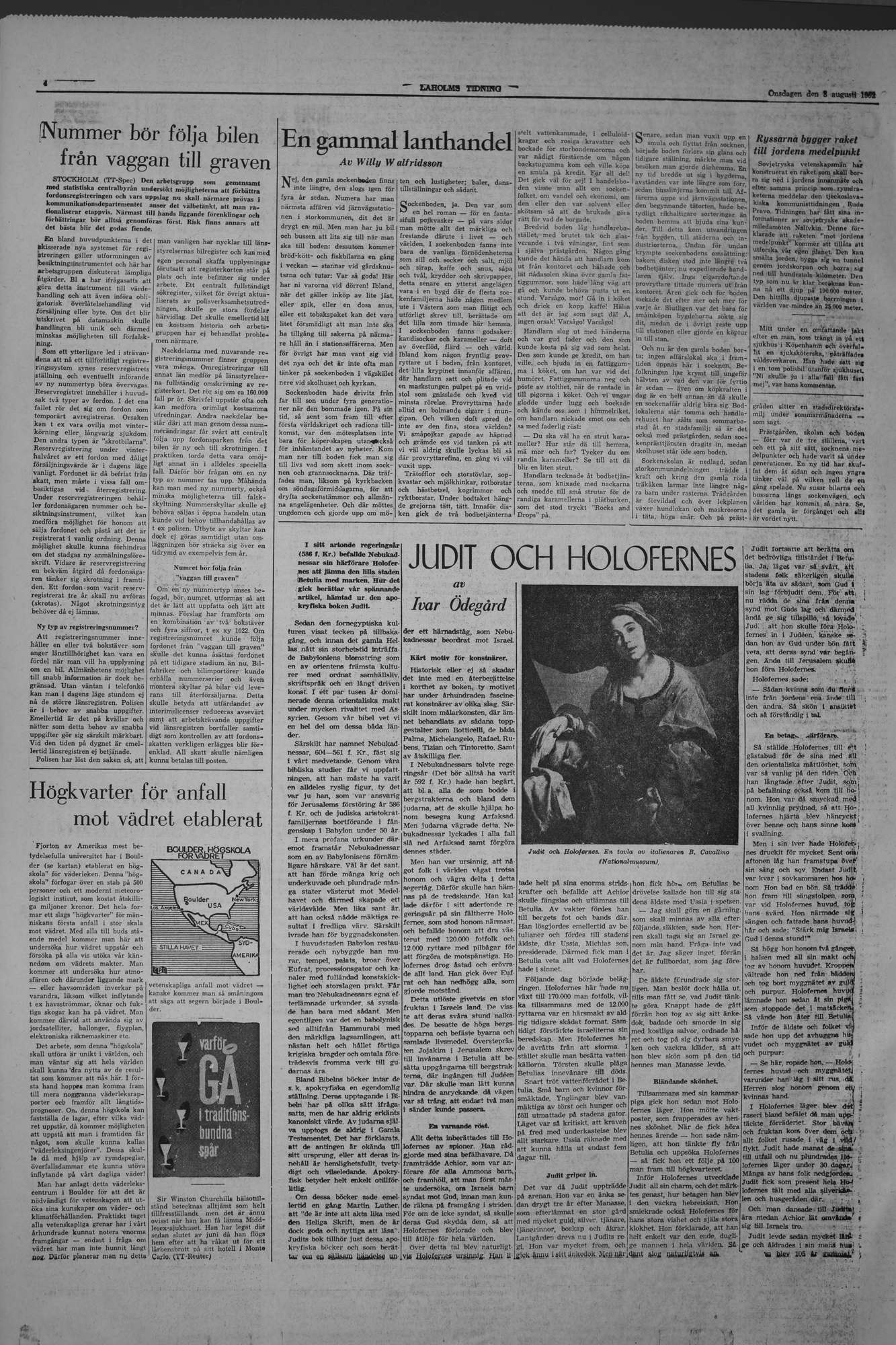 Laholms Tidning Onsdag 8 augusti 1962, sida 4