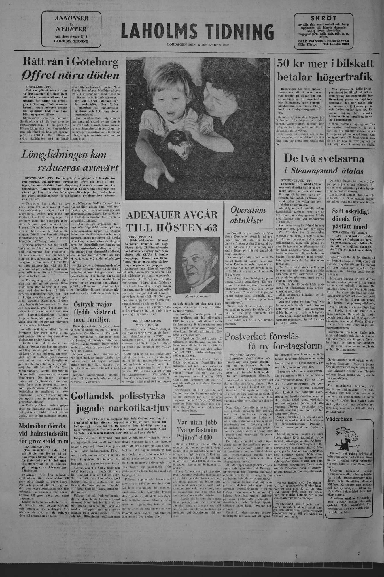 Laholms Tidning Lördag 8 december 1962, sida 8