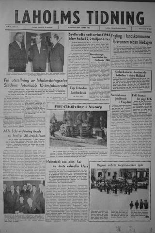 Förstasidan, Måndag 9 april 1962