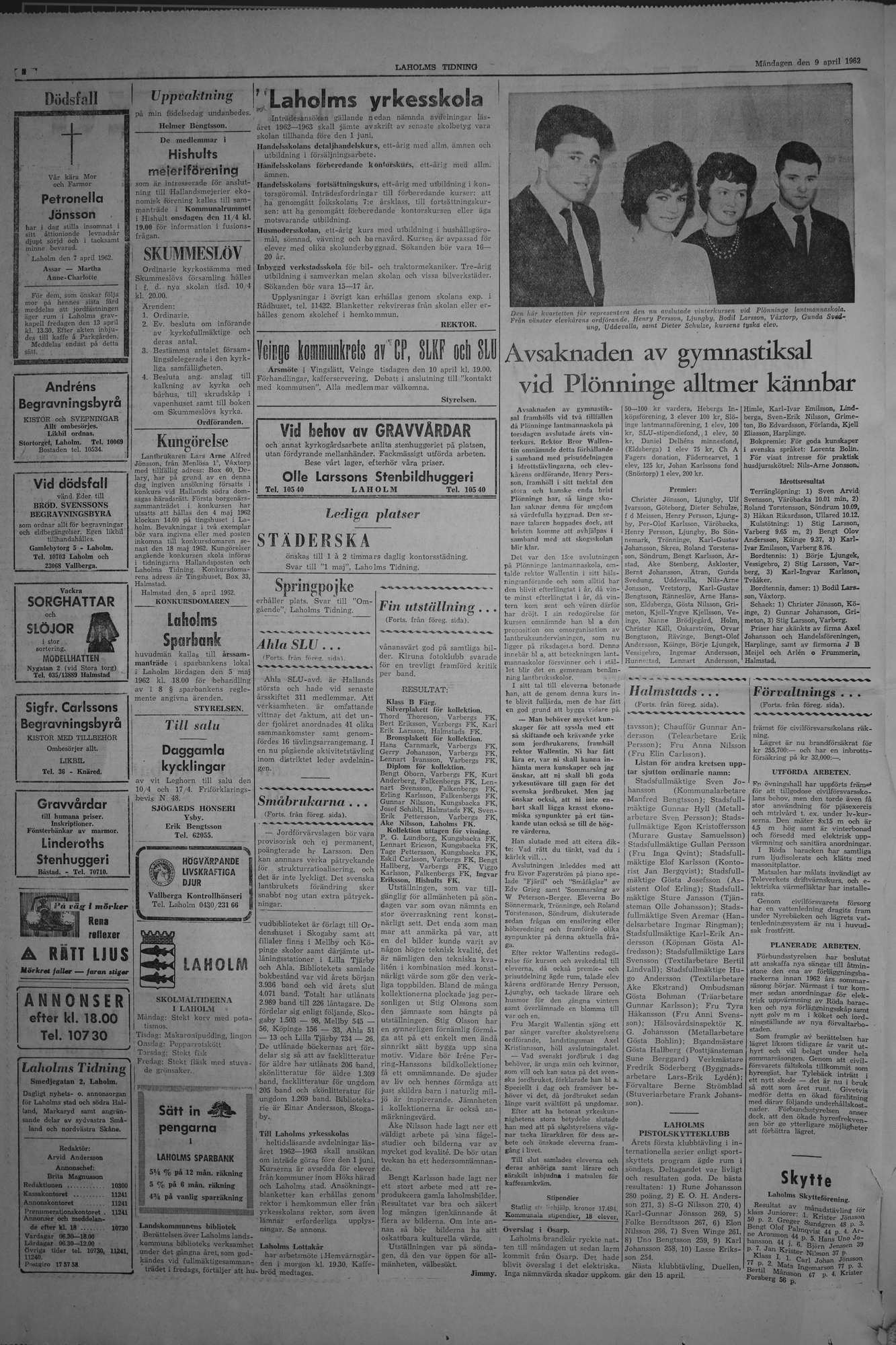 Laholms Tidning Måndag 9 april 1962, sida 2