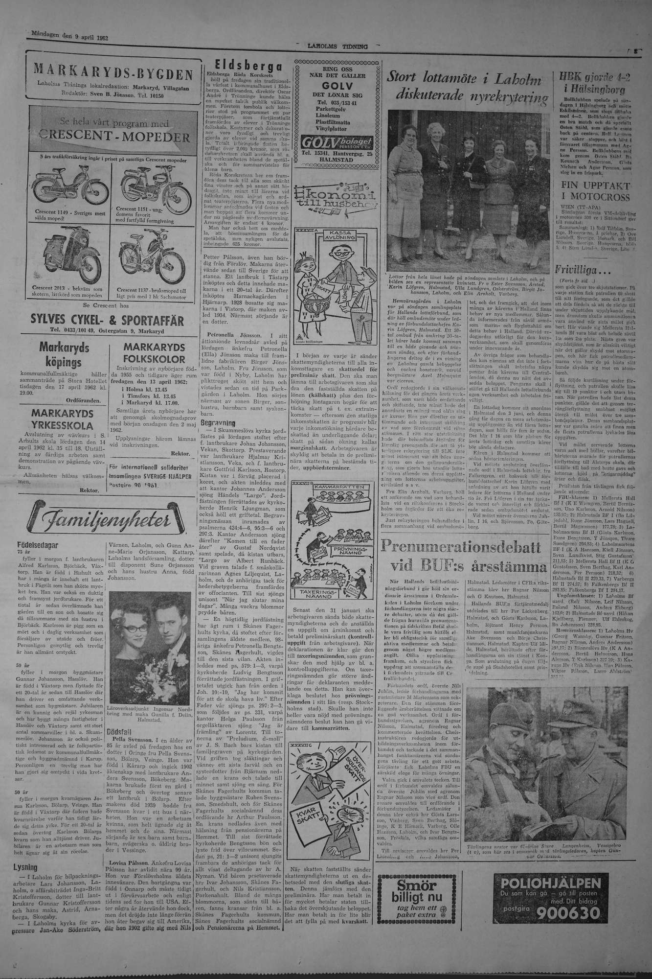 Laholms Tidning Måndag 9 april 1962, sida 3