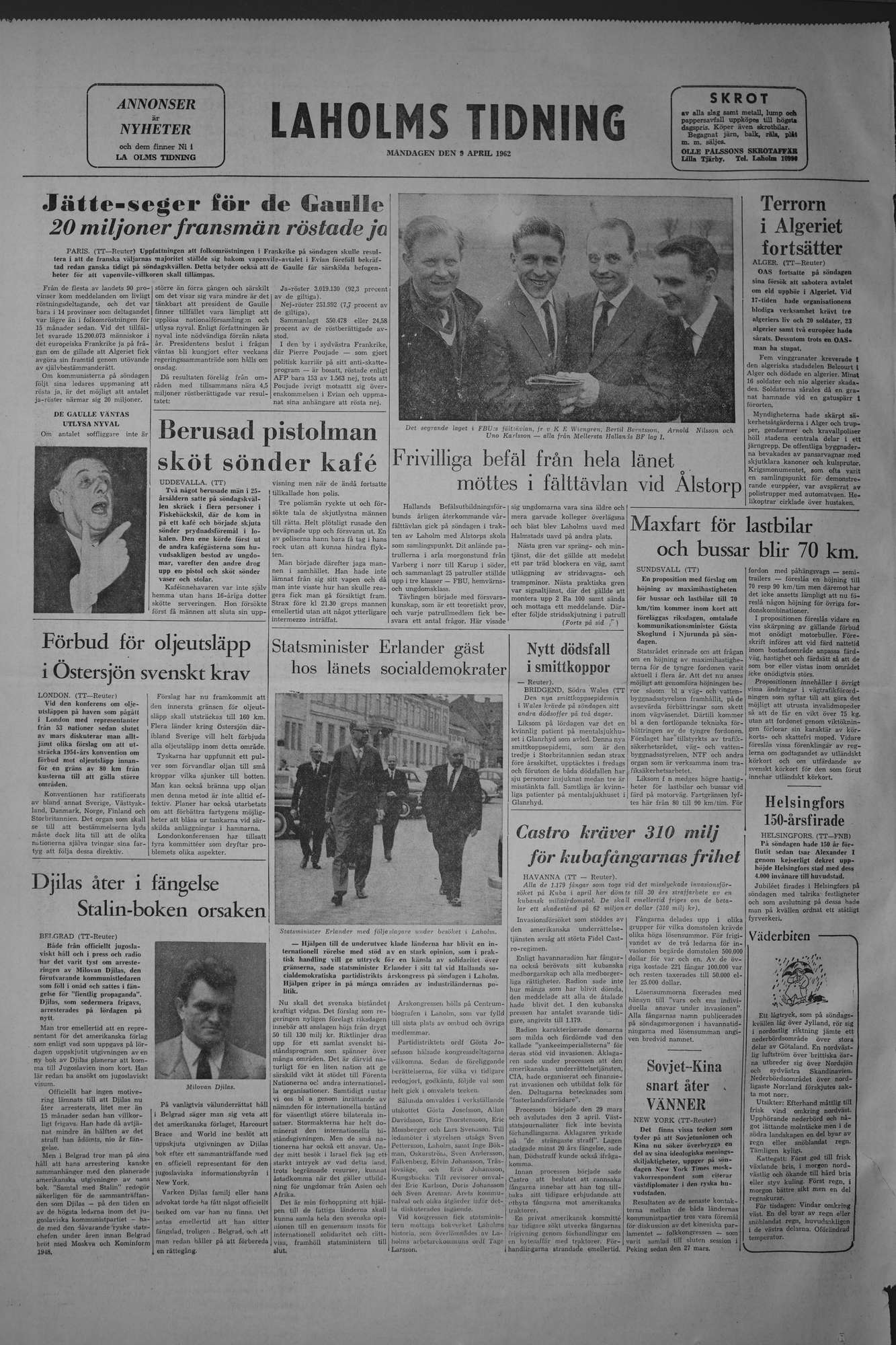 Laholms Tidning Måndag 9 april 1962, sida 8