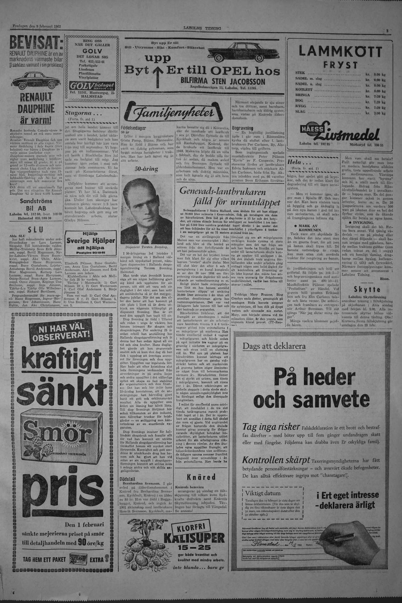 Laholms Tidning Fredag 9 februari 1962, sida 3