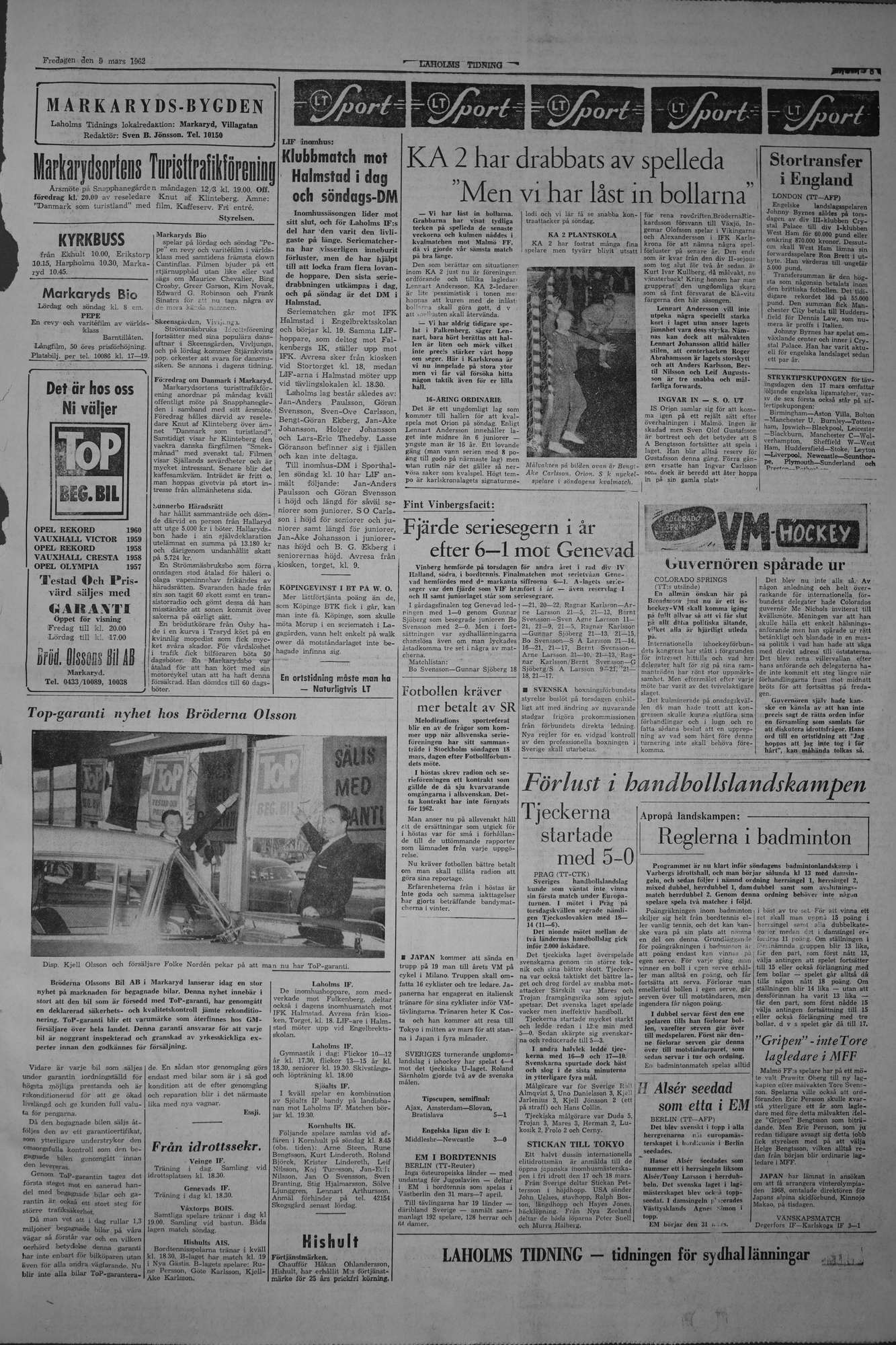 Laholms Tidning Fredag 9 mars 1962, sida 5