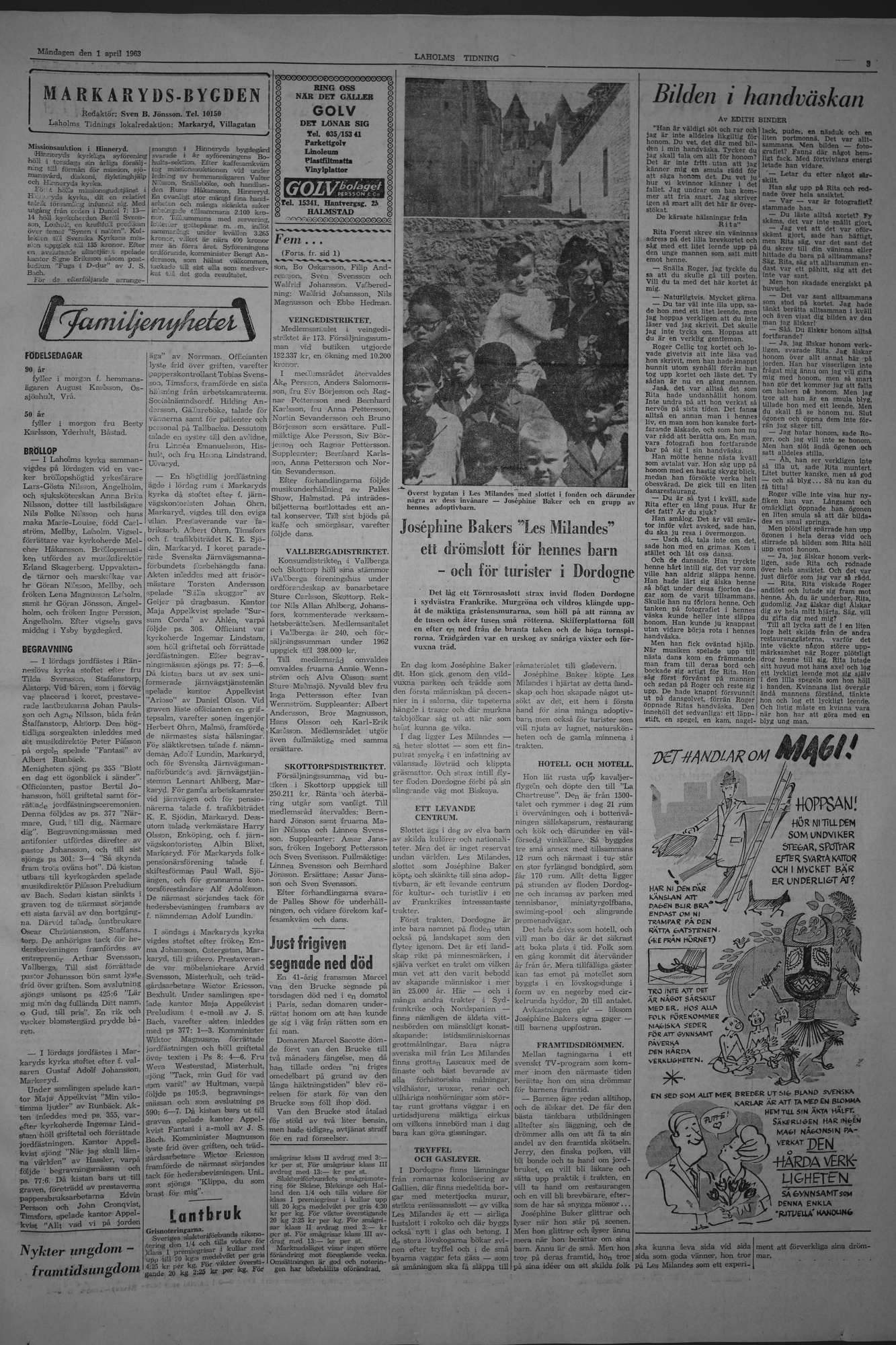Laholms Tidning Måndag 1 april 1963, sida 3