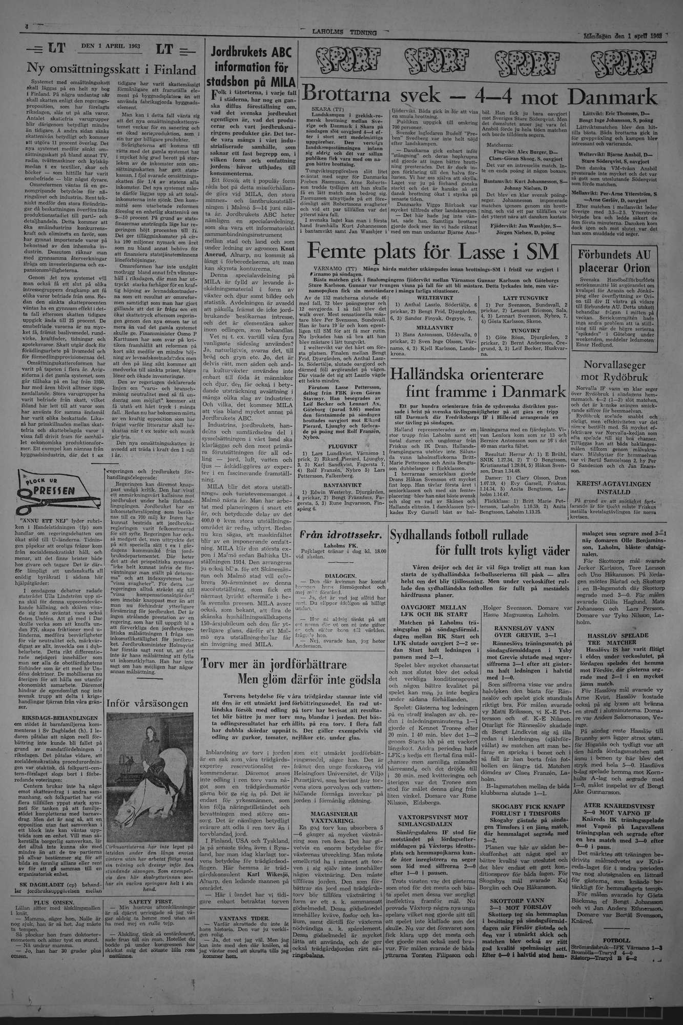 Laholms Tidning Måndag 1 april 1963, sida 4