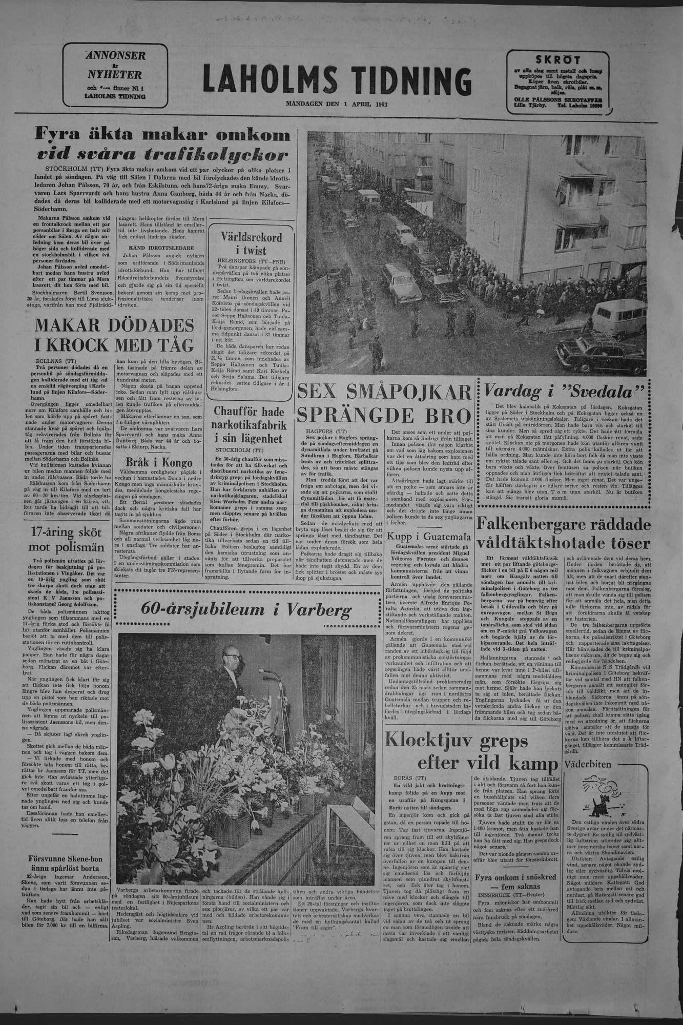Laholms Tidning Måndag 1 april 1963, sida 8