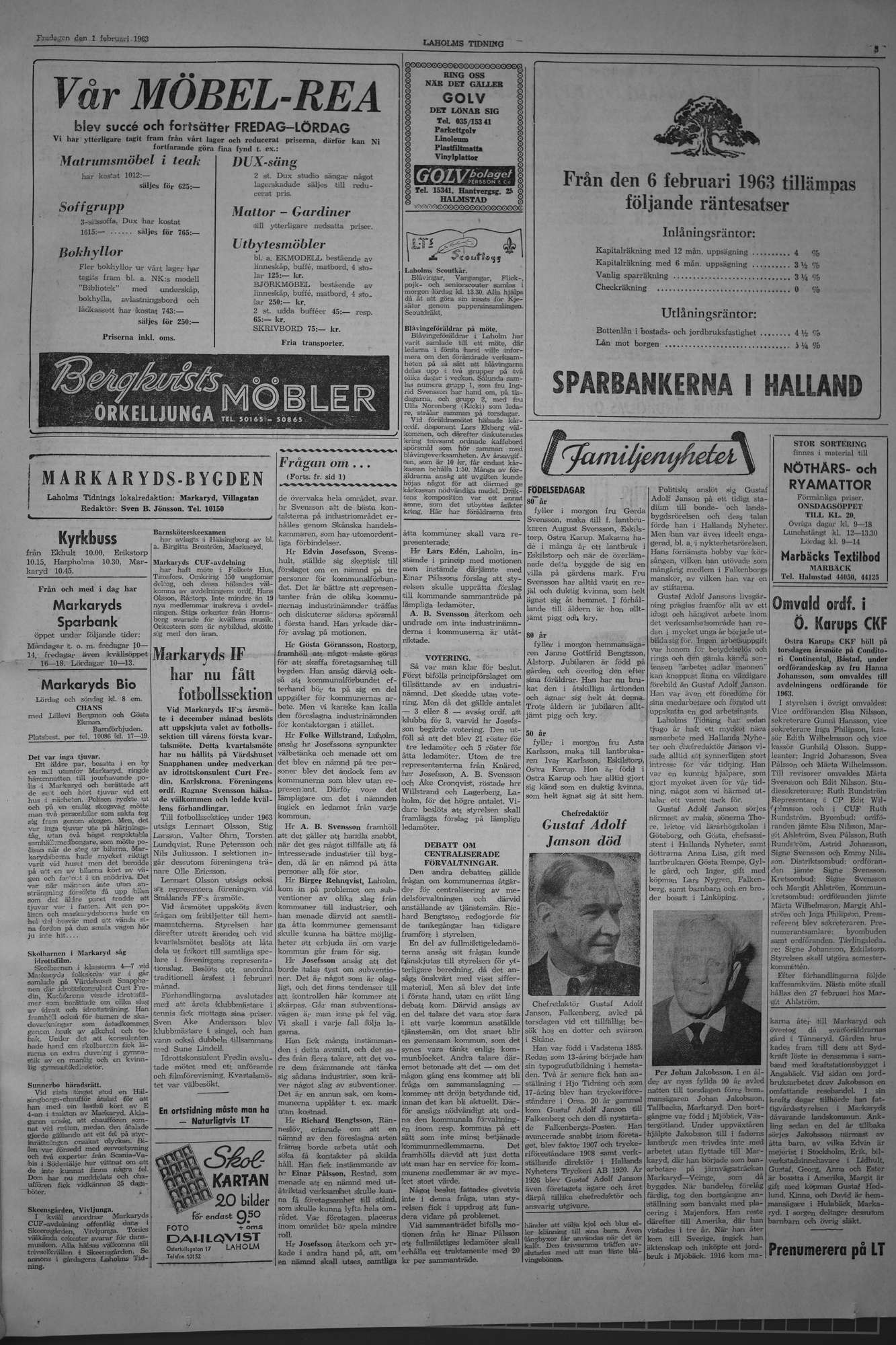Laholms Tidning Fredag 1 februari 1963, sida 3
