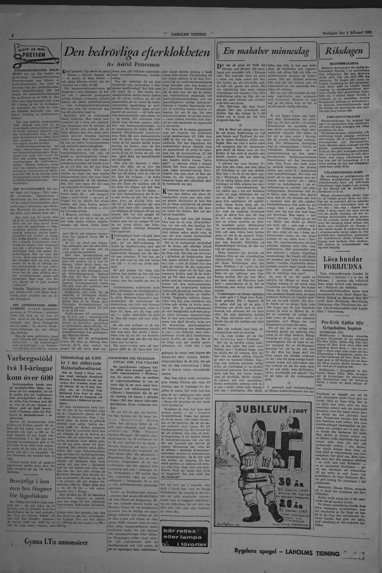 Laholms Tidning Fredag 1 februari 1963, sida 4