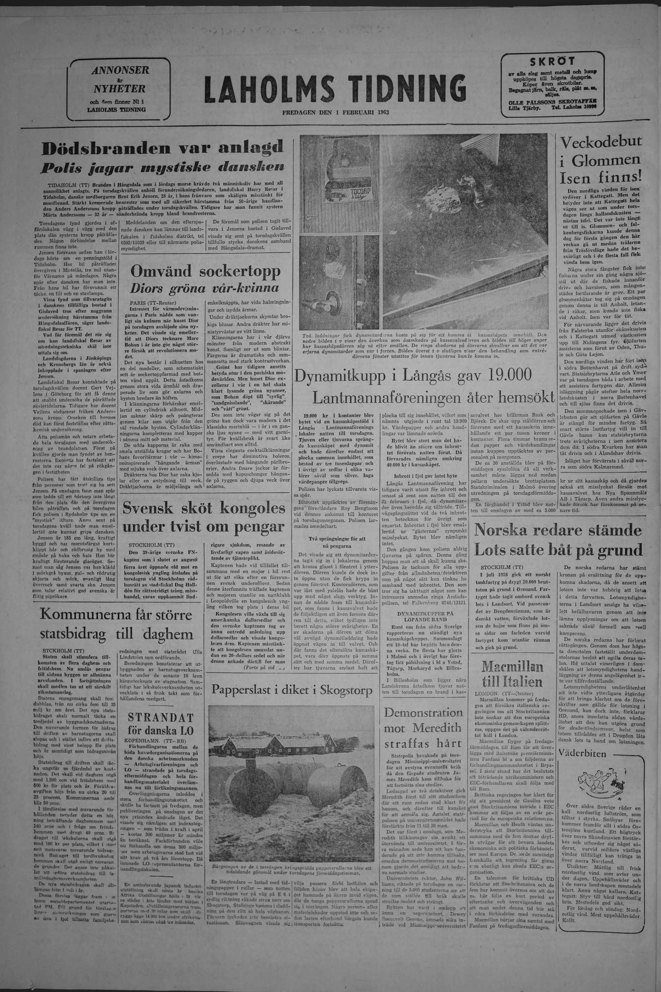 Laholms Tidning Fredag 1 februari 1963, sida 8