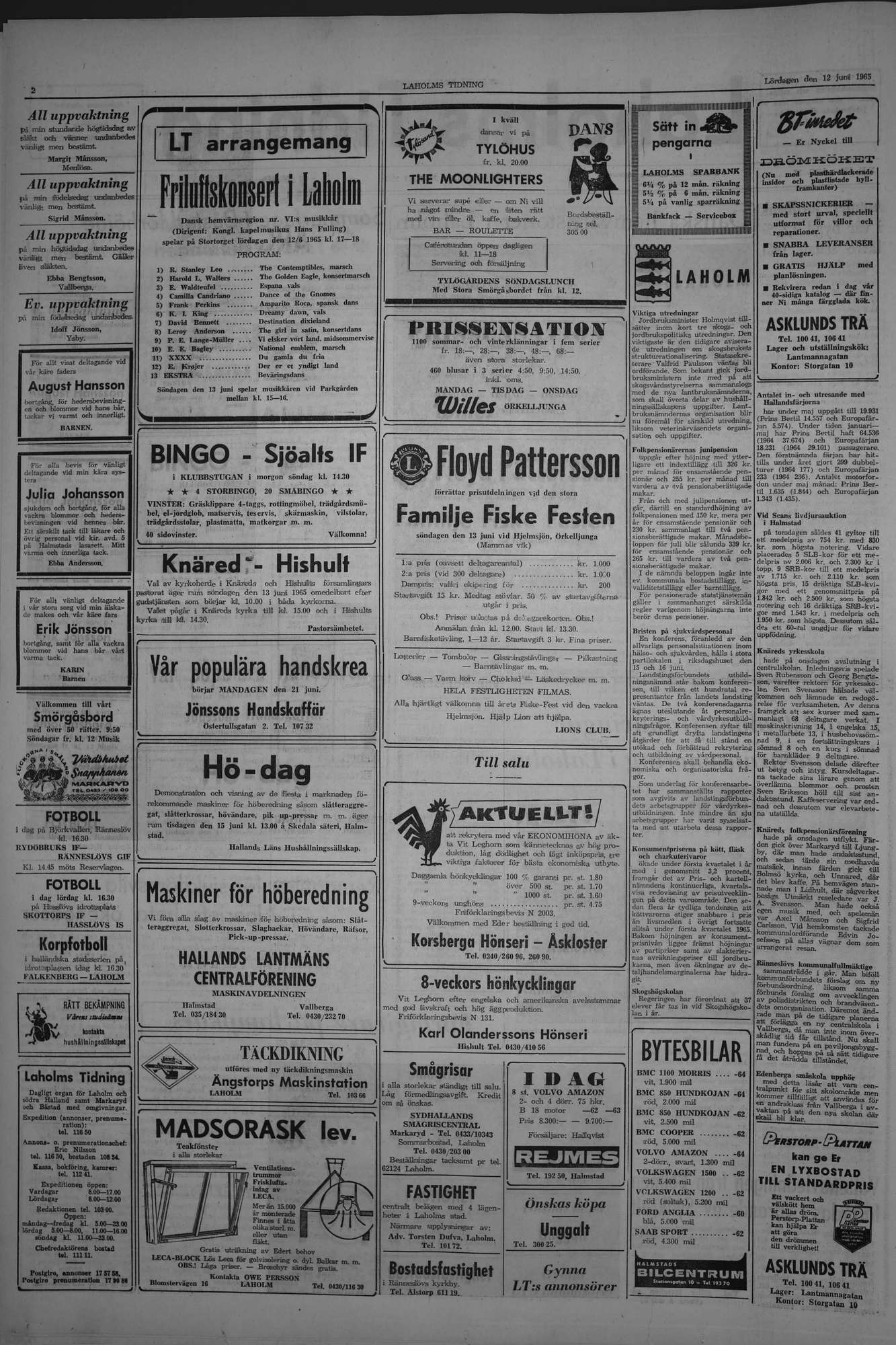 Laholms Tidning Lördag 12 juni 1965, sida 2