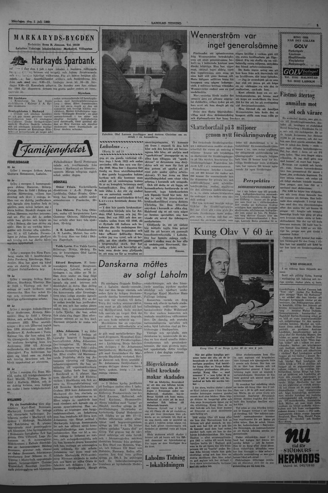 Laholms Tidning Måndag 1 juli 1963, sida 3