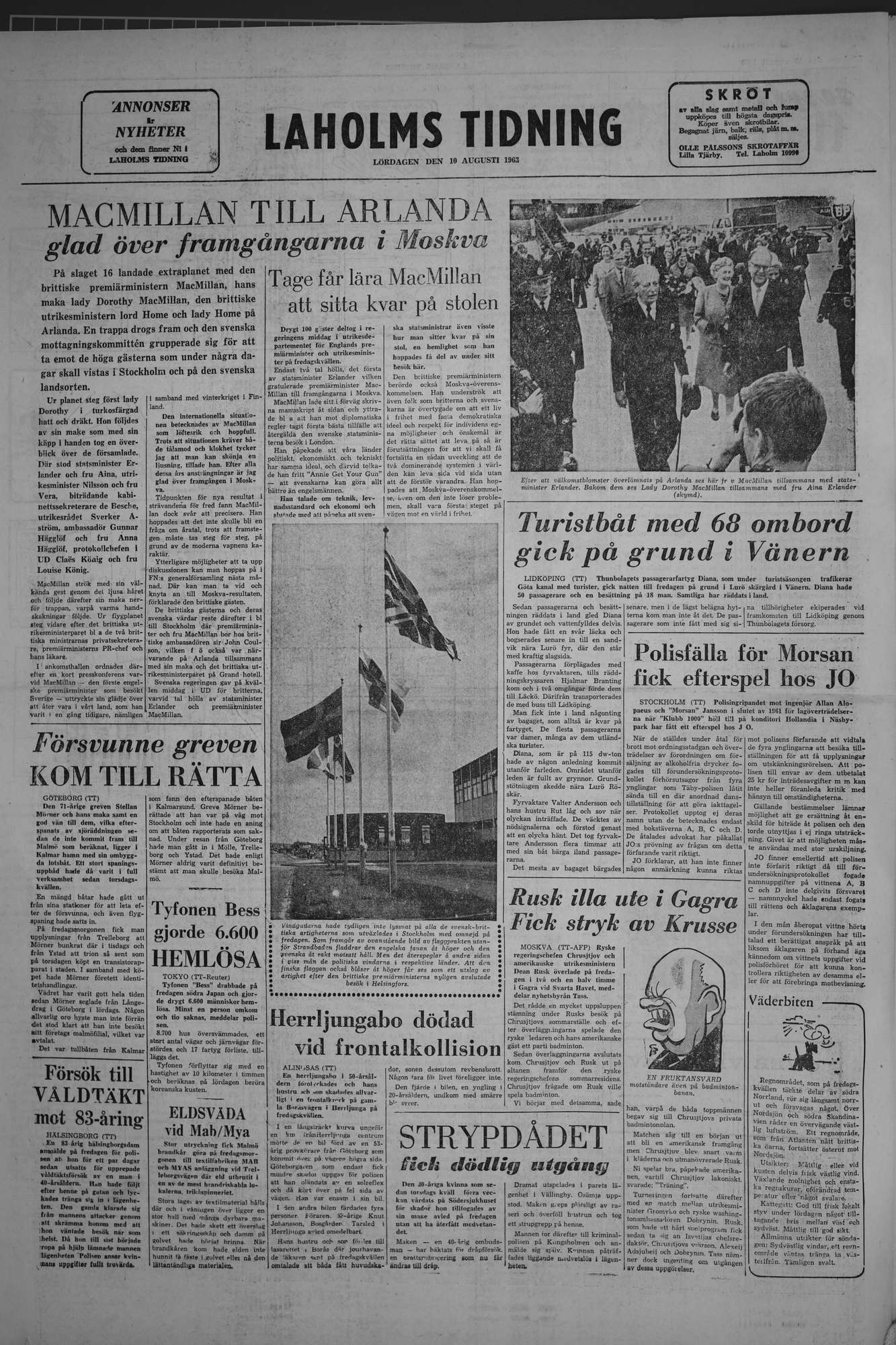 Laholms Tidning Lördag 10 augusti 1963, sida 8
