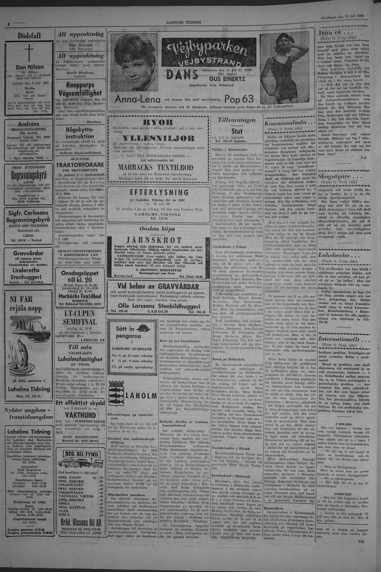 Laholms Tidning Onsdag 10 juli 1963, sida 2