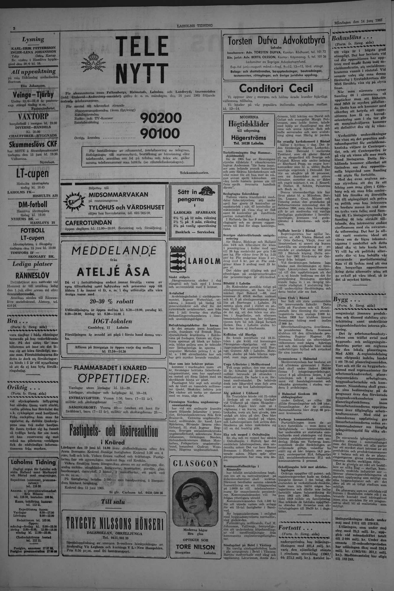 Laholms Tidning Måndag 14 juni 1965, sida 2