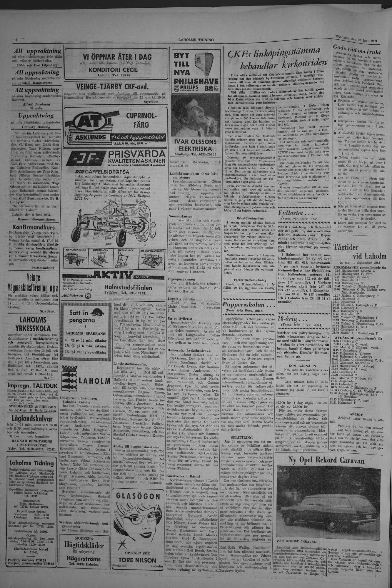 Laholms Tidning Måndag 10 juni 1963, sida 2