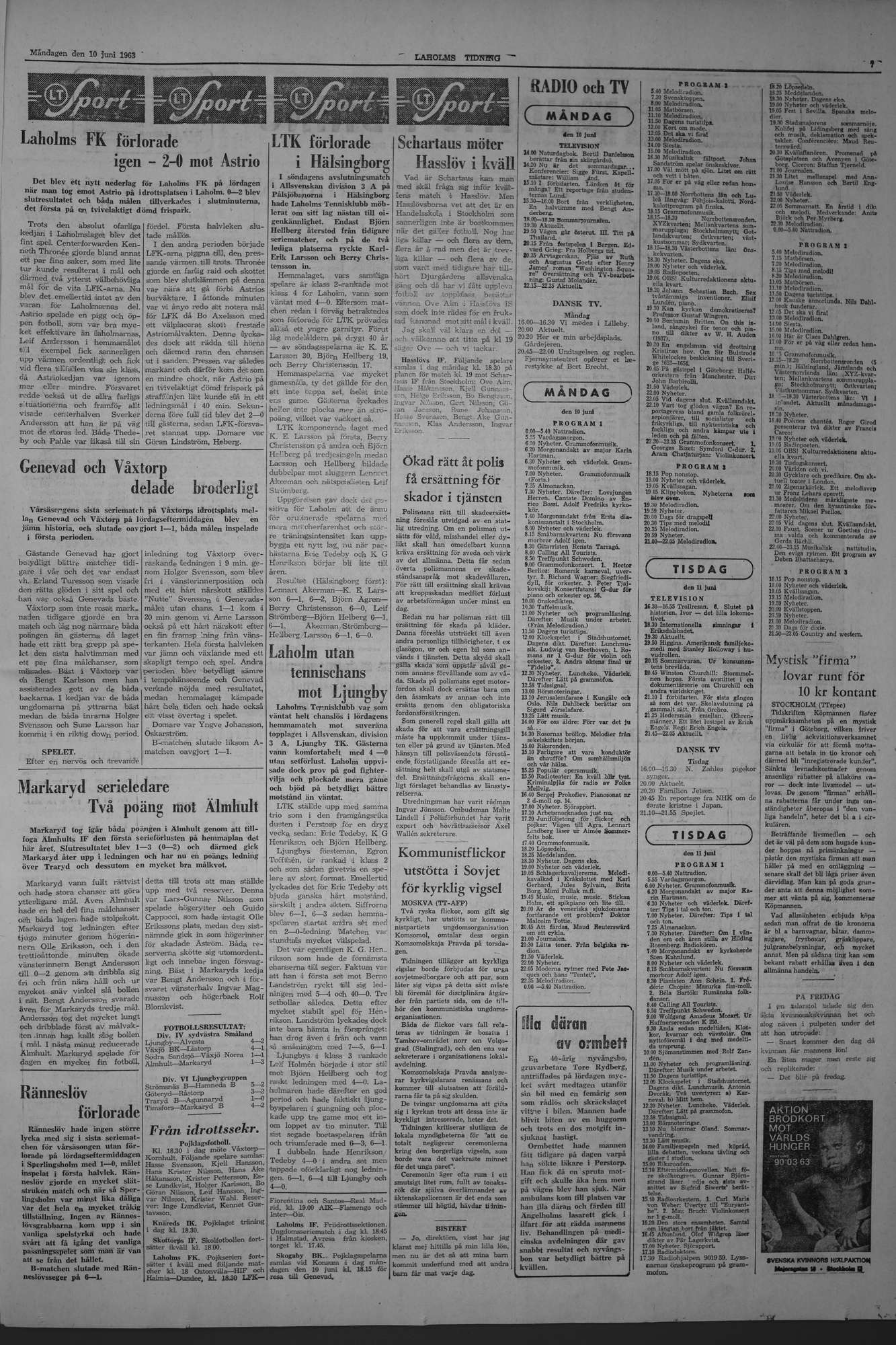 Laholms Tidning Måndag 10 juni 1963, sida 7
