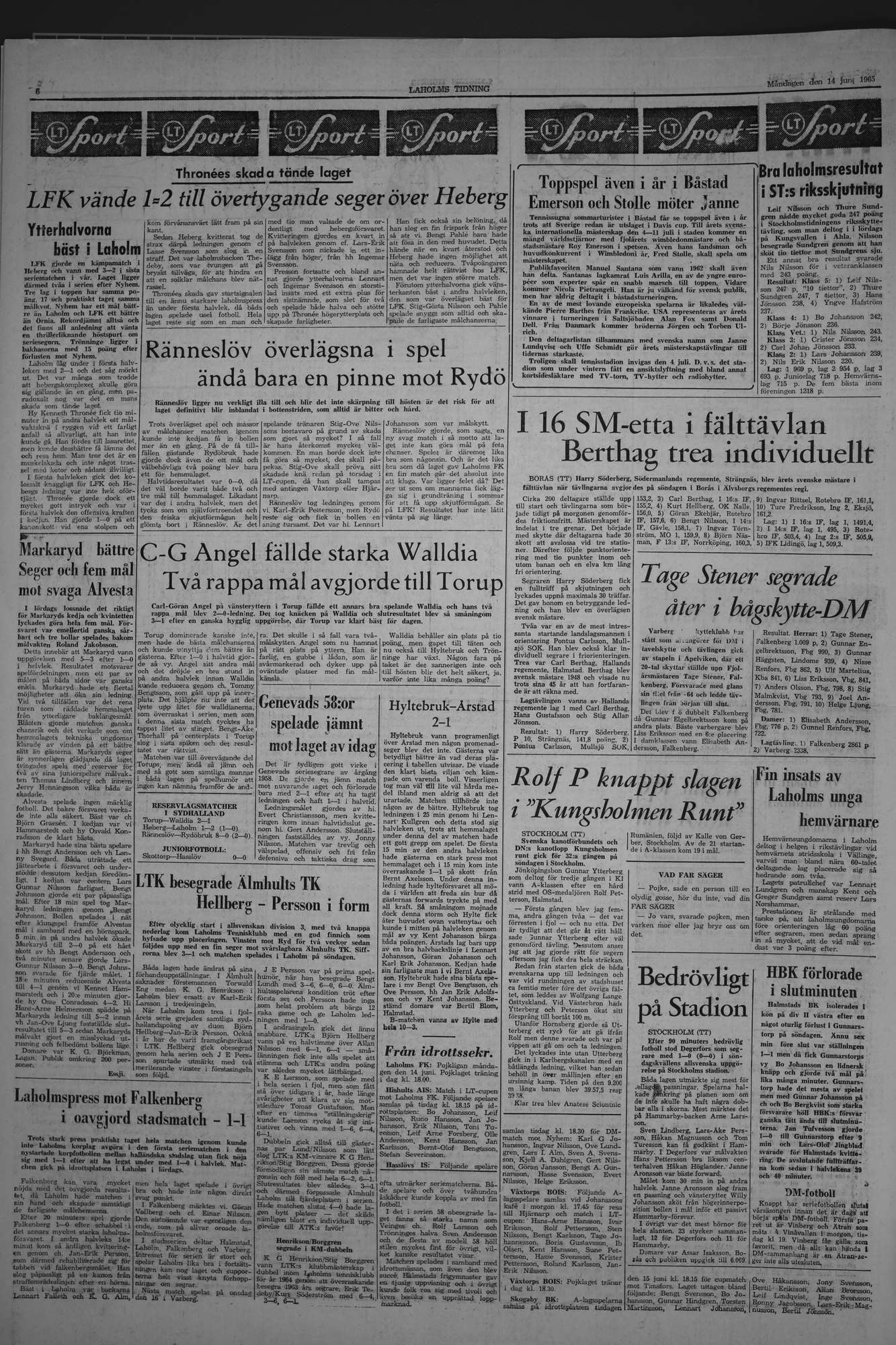 Laholms Tidning Måndag 14 juni 1965, sida 6
