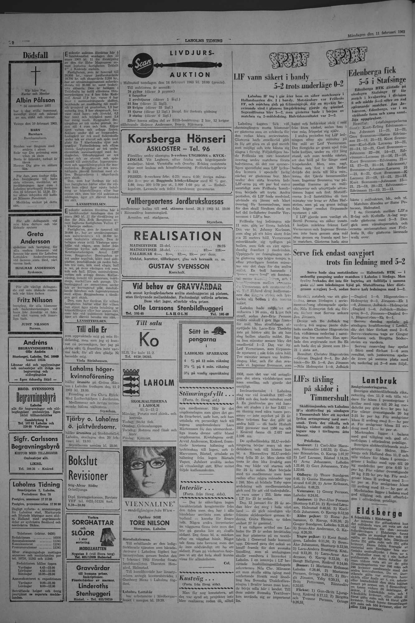 Laholms Tidning Måndag 11 februari 1963, sida 2
