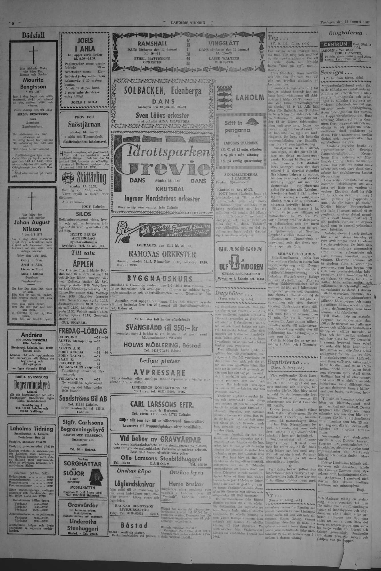 Laholms Tidning Fredag 11 januari 1963, sida 2