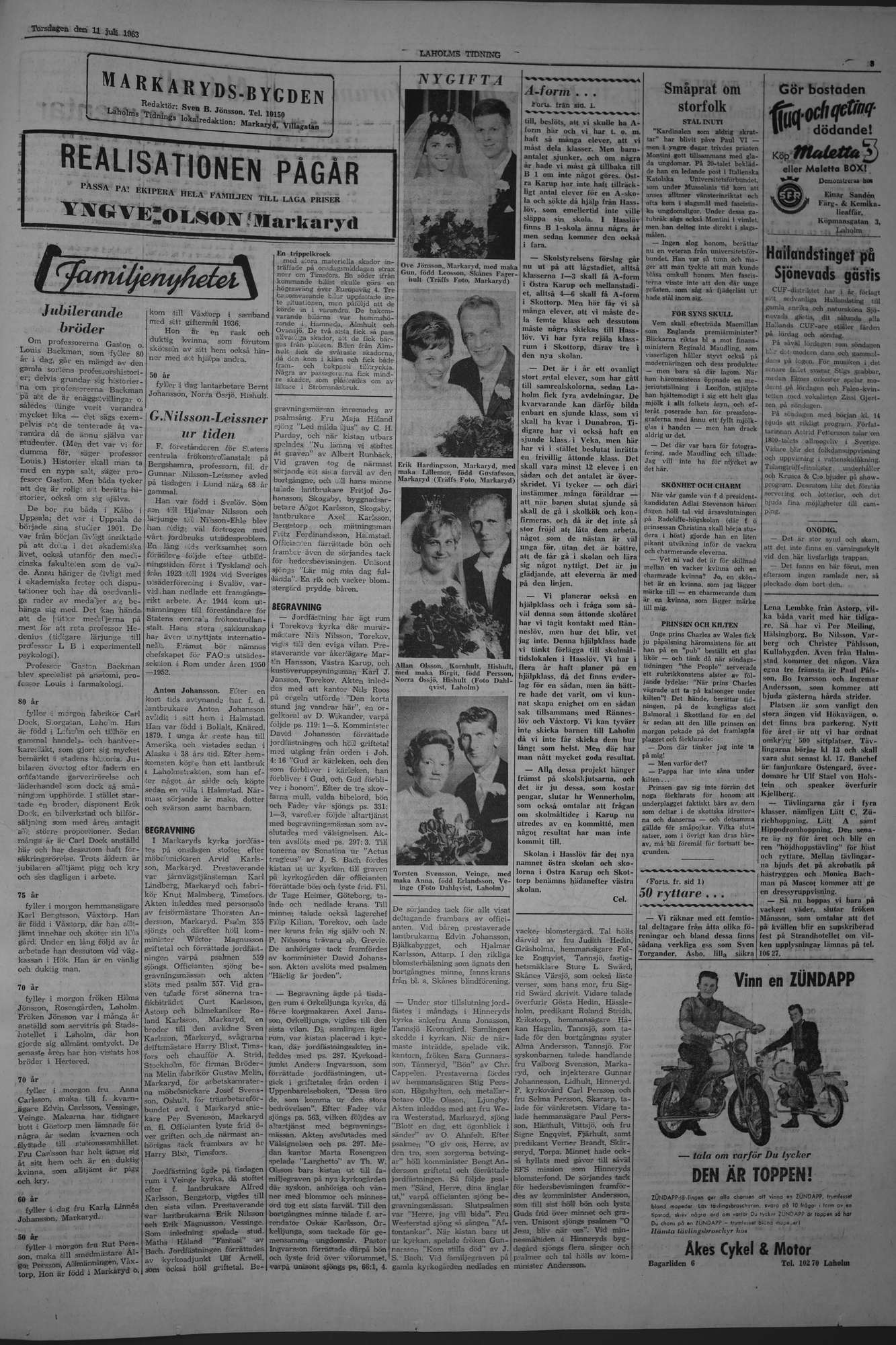 Laholms Tidning Torsdag 11 juli 1963, sida 3