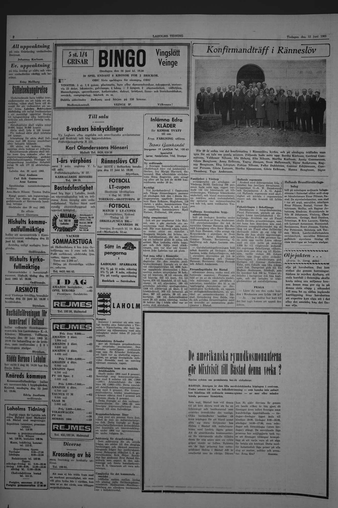 Laholms Tidning Tisdag 15 juni 1965, sida 2