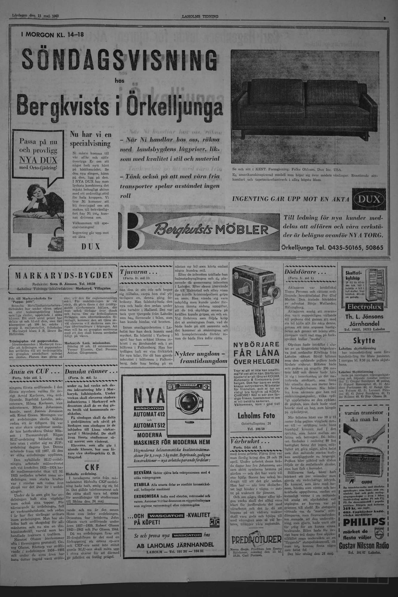 Laholms Tidning Lördag 11 maj 1963, sida 3
