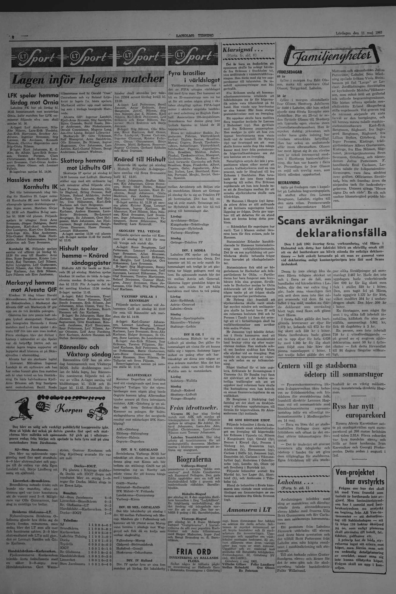 Laholms Tidning Lördag 11 maj 1963, sida 6
