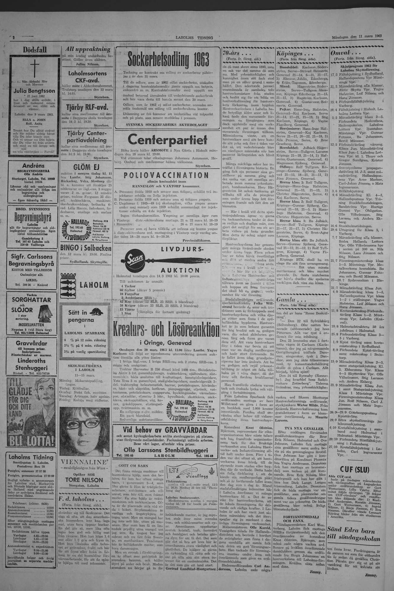 Laholms Tidning Måndag 11 mars 1963, sida 2