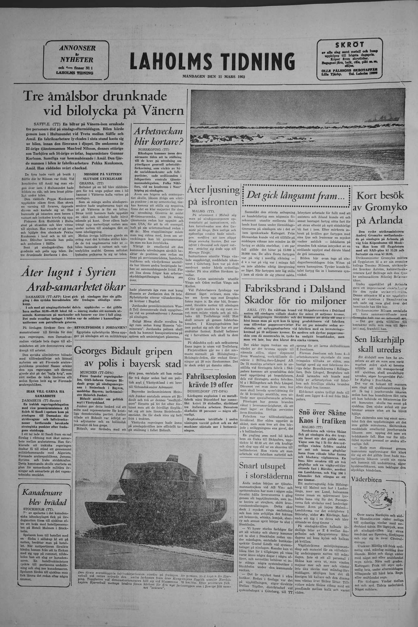 Laholms Tidning Måndag 11 mars 1963, sida 8