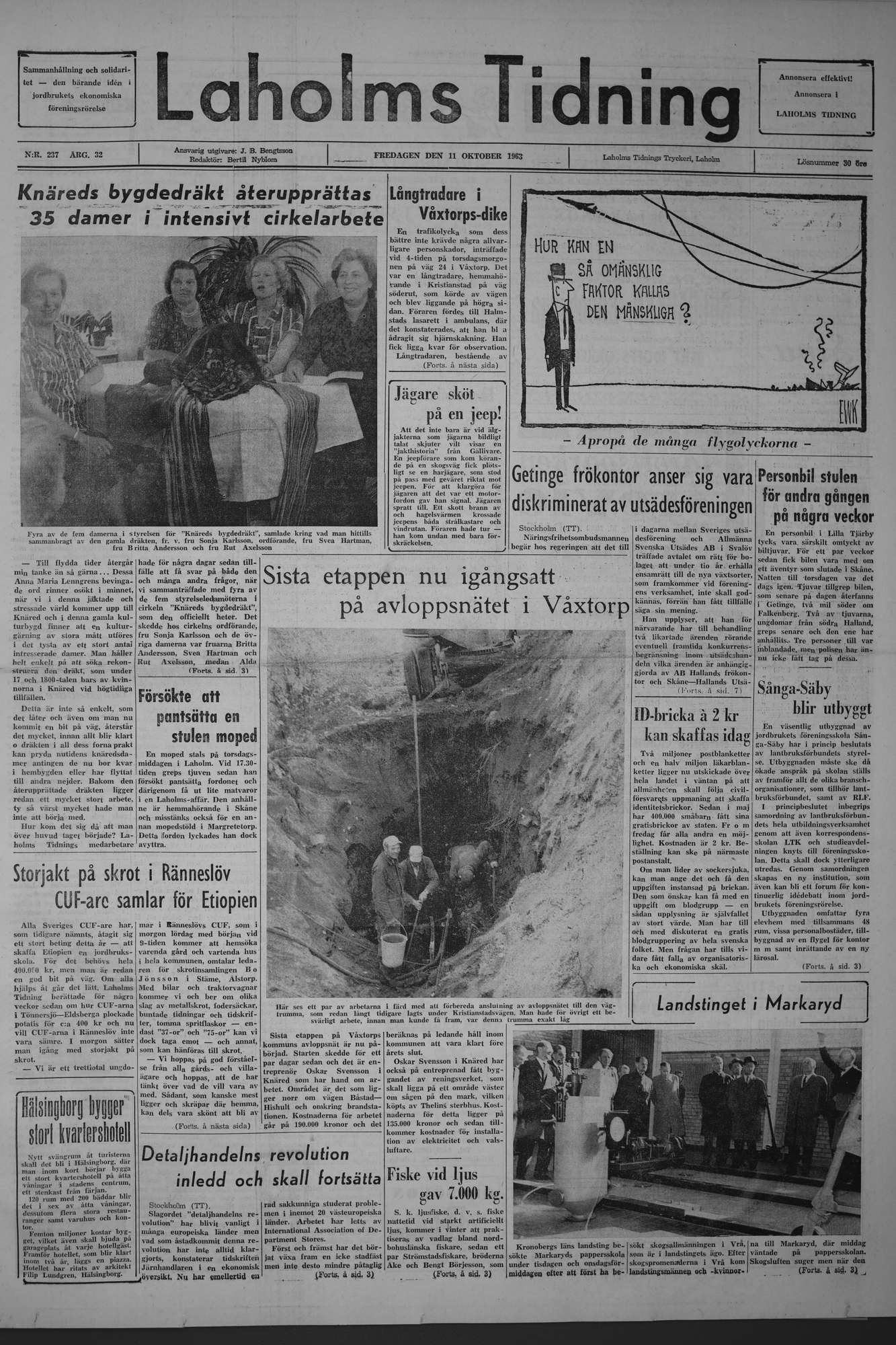 Laholms Tidning Fredag 11 oktober 1963, sida 1