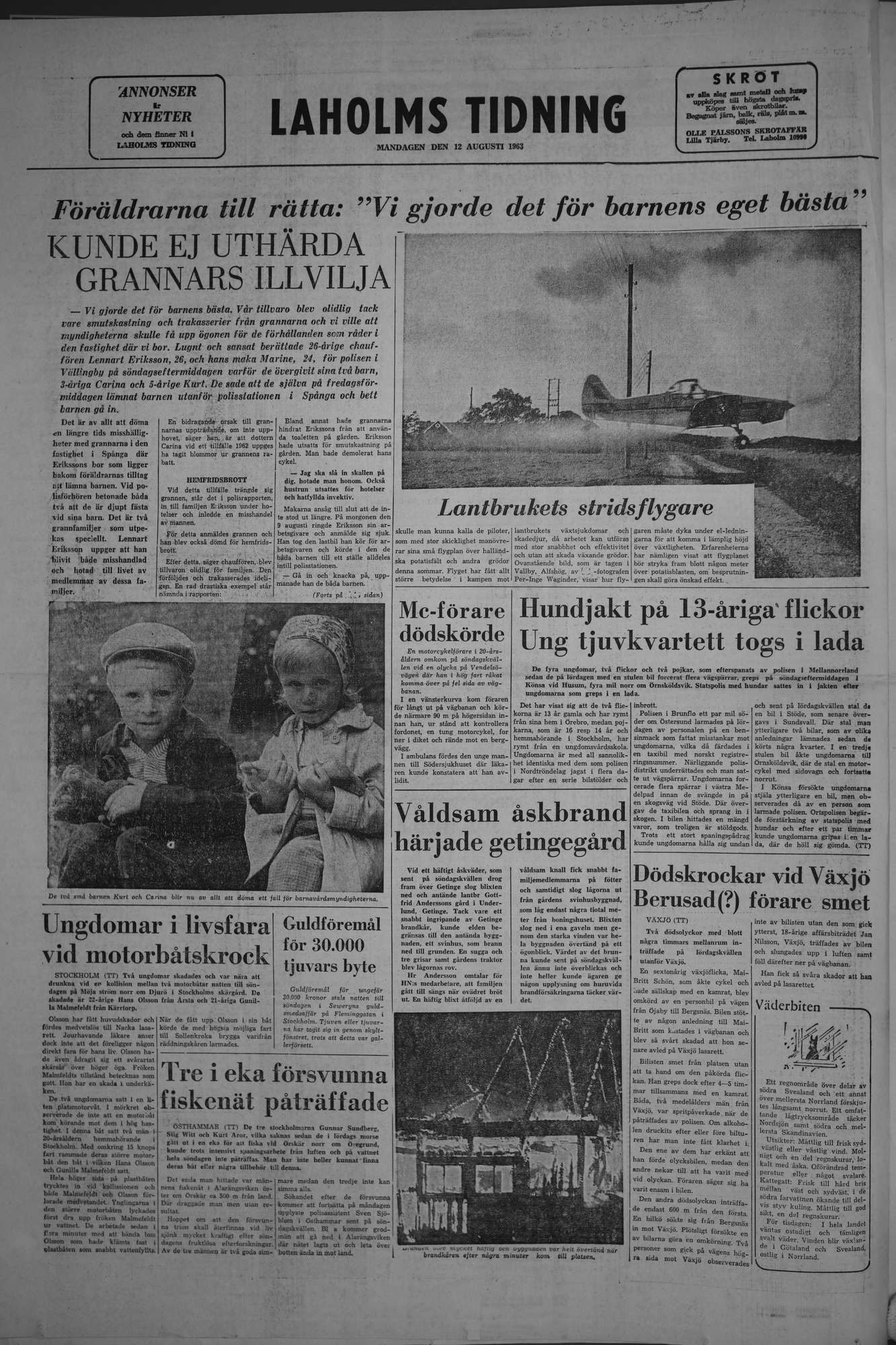 Laholms Tidning Måndag 12 augusti 1963, sida 8