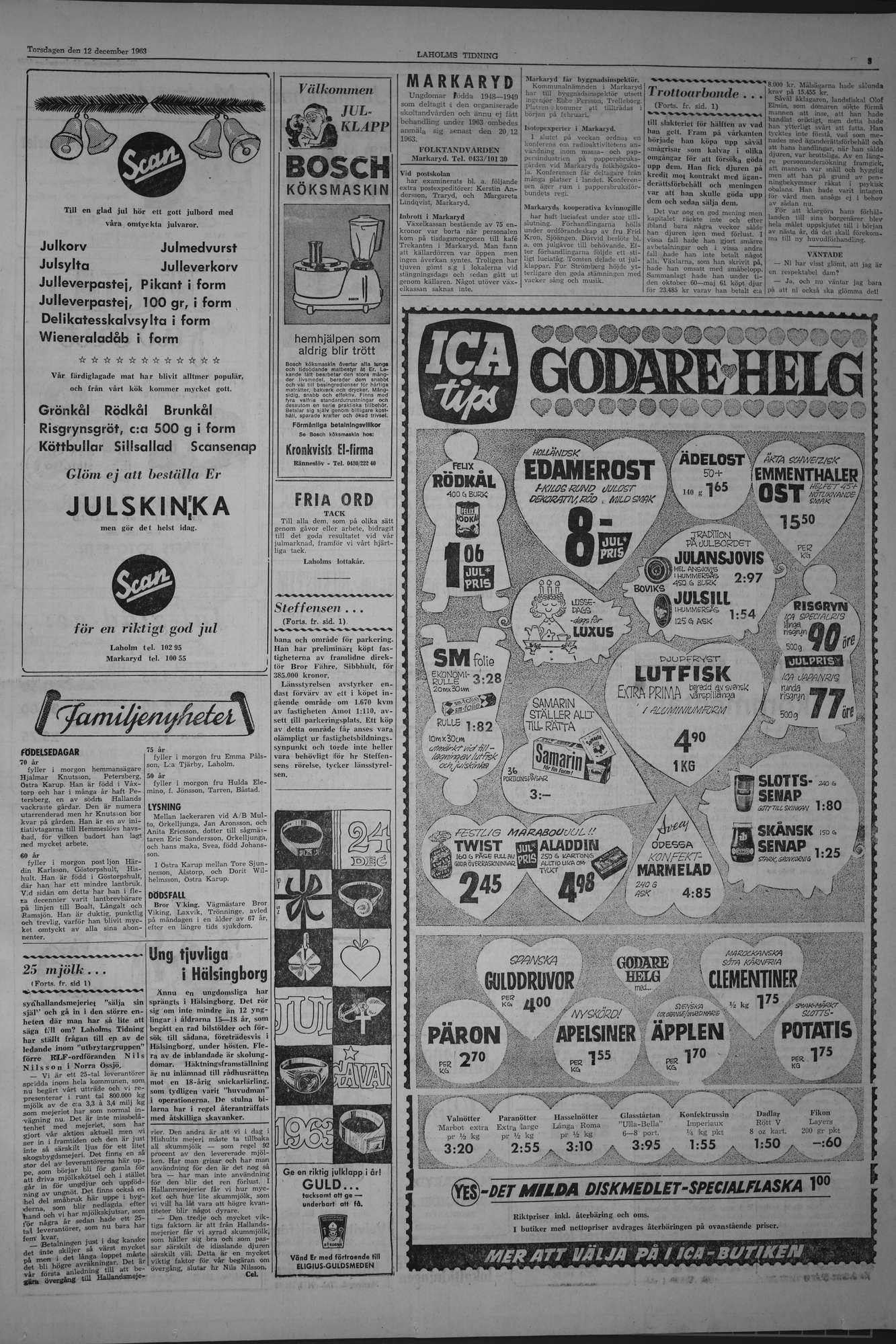 Laholms Tidning Torsdag 12 december 1963, sida 3