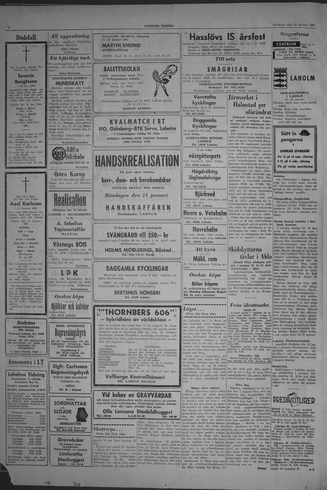 Laholms Tidning Lördag 12 januari 1963, sida 2
