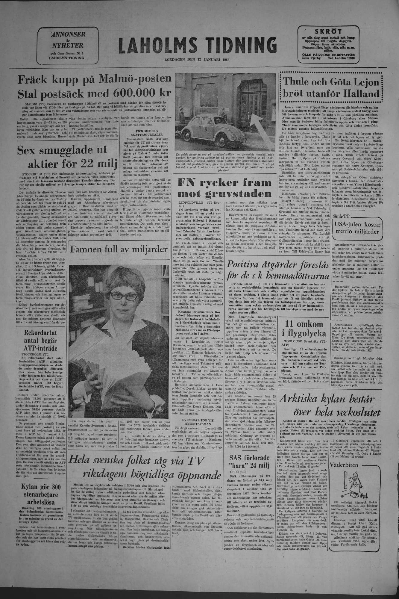 Laholms Tidning Lördag 12 januari 1963, sida 8