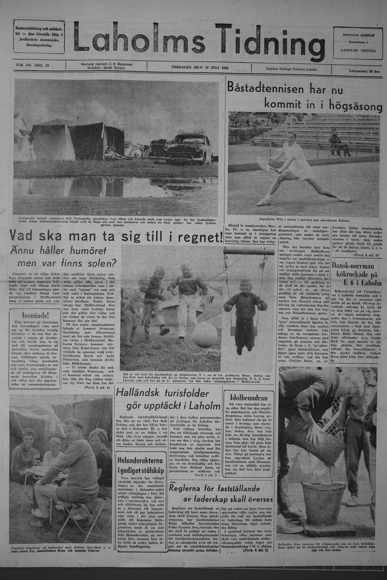 Laholms Tidning Fredag 12 juli 1963, sida 1