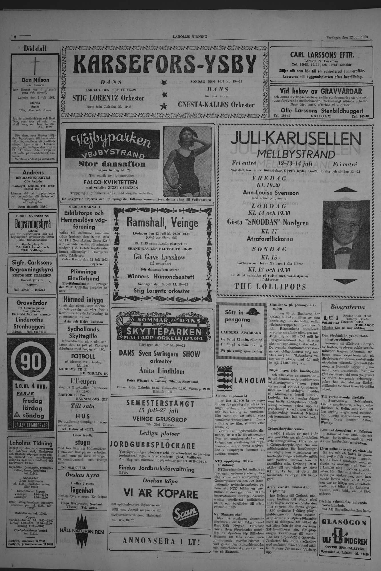 Laholms Tidning Fredag 12 juli 1963, sida 2