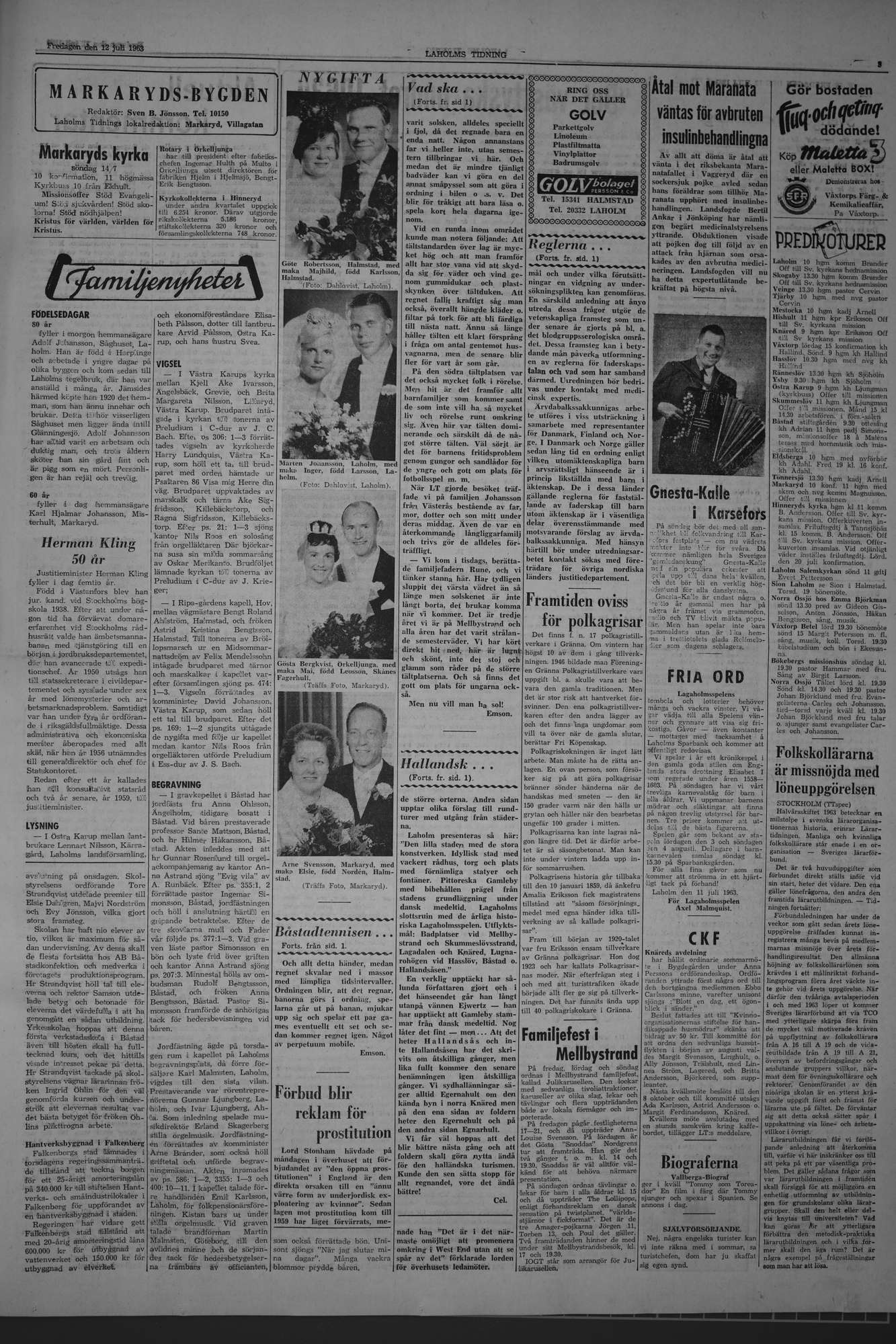 Laholms Tidning Fredag 12 juli 1963, sida 3