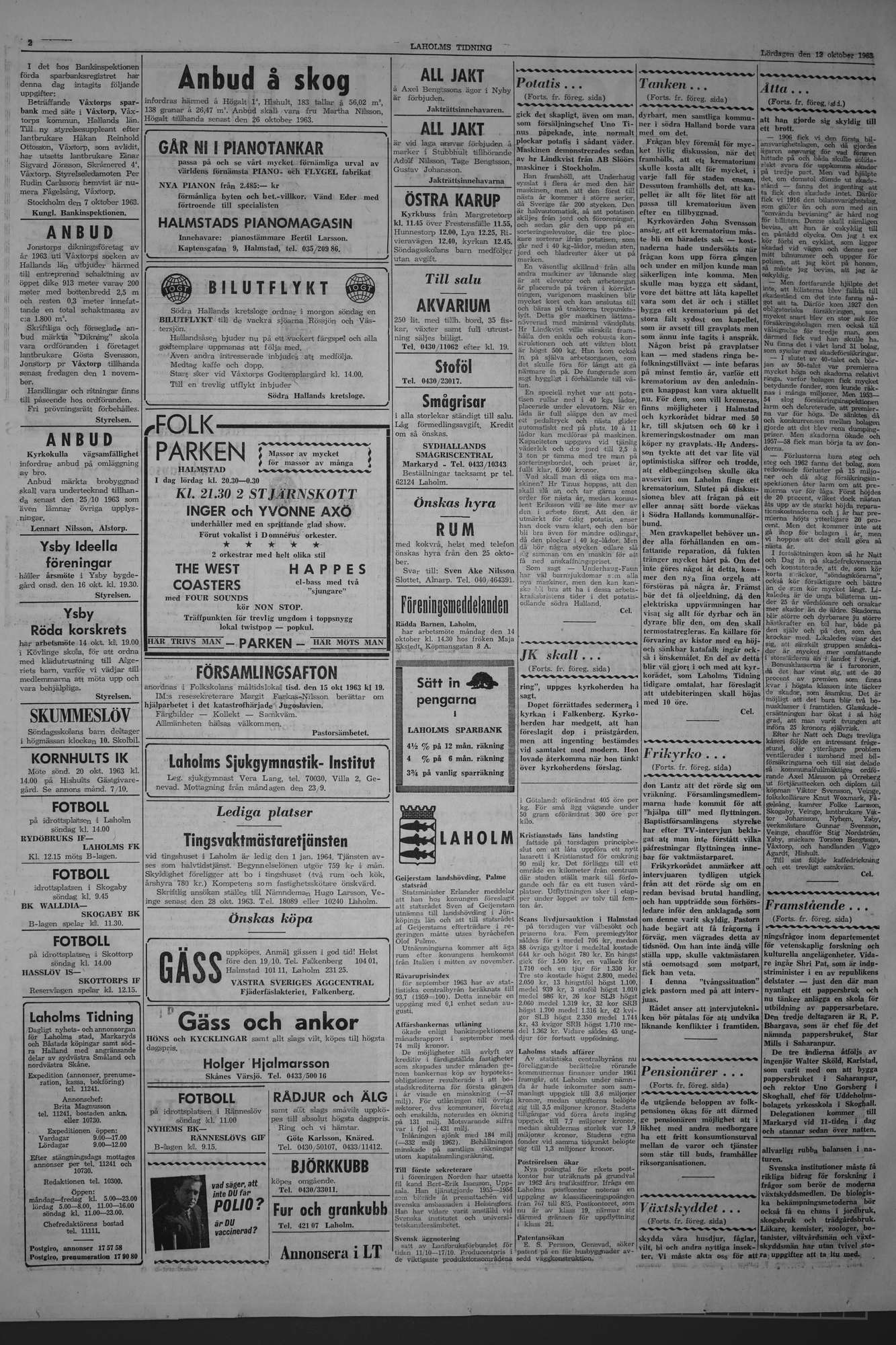 Laholms Tidning Lördag 12 oktober 1963, sida 2