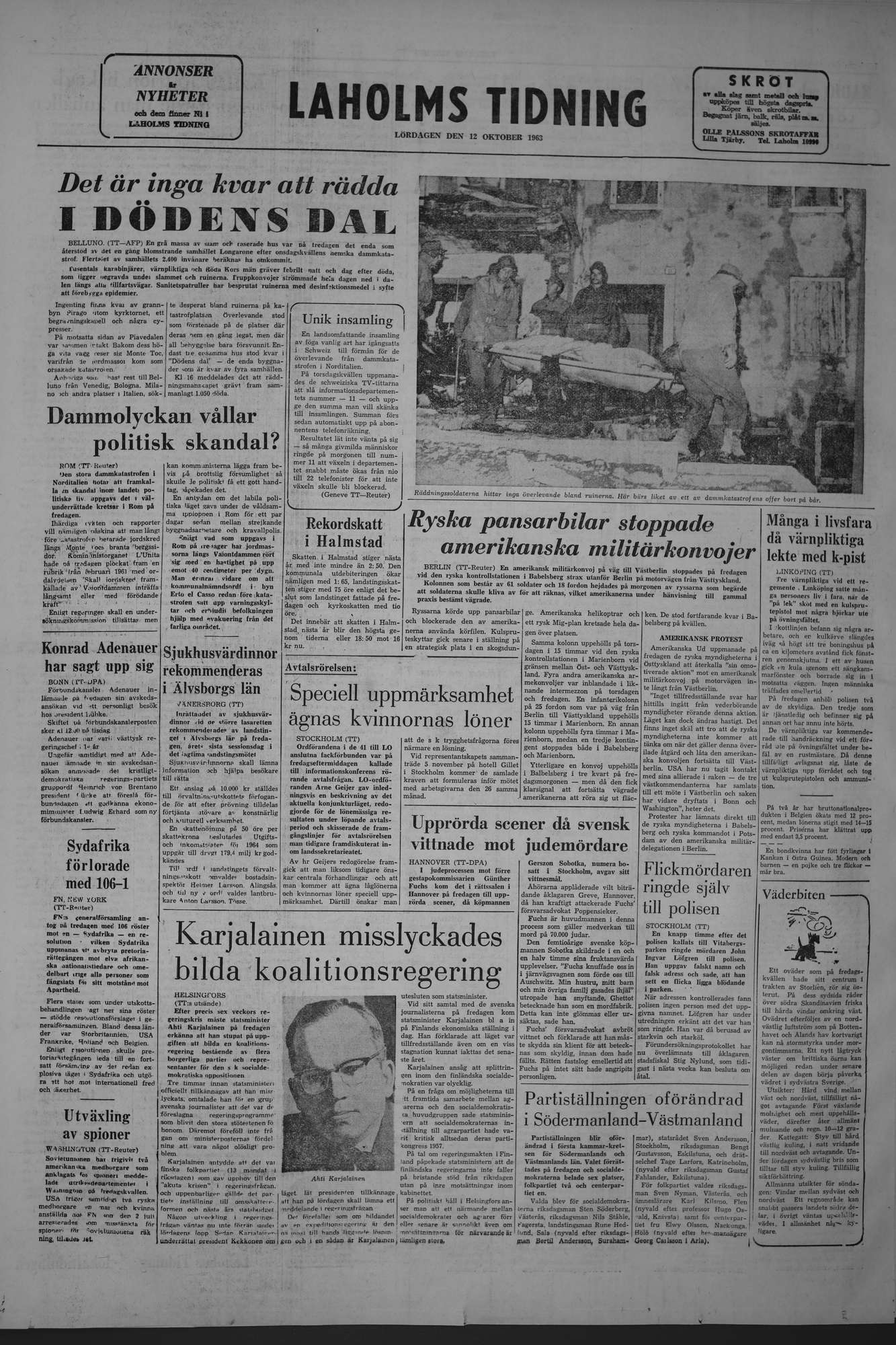 Laholms Tidning Lördag 12 oktober 1963, sida 8