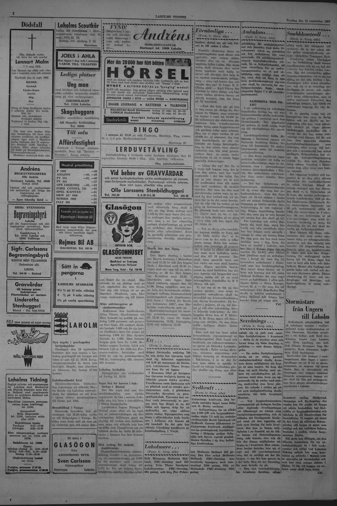Laholms Tidning Torsdag 12 september 1963, sida 2