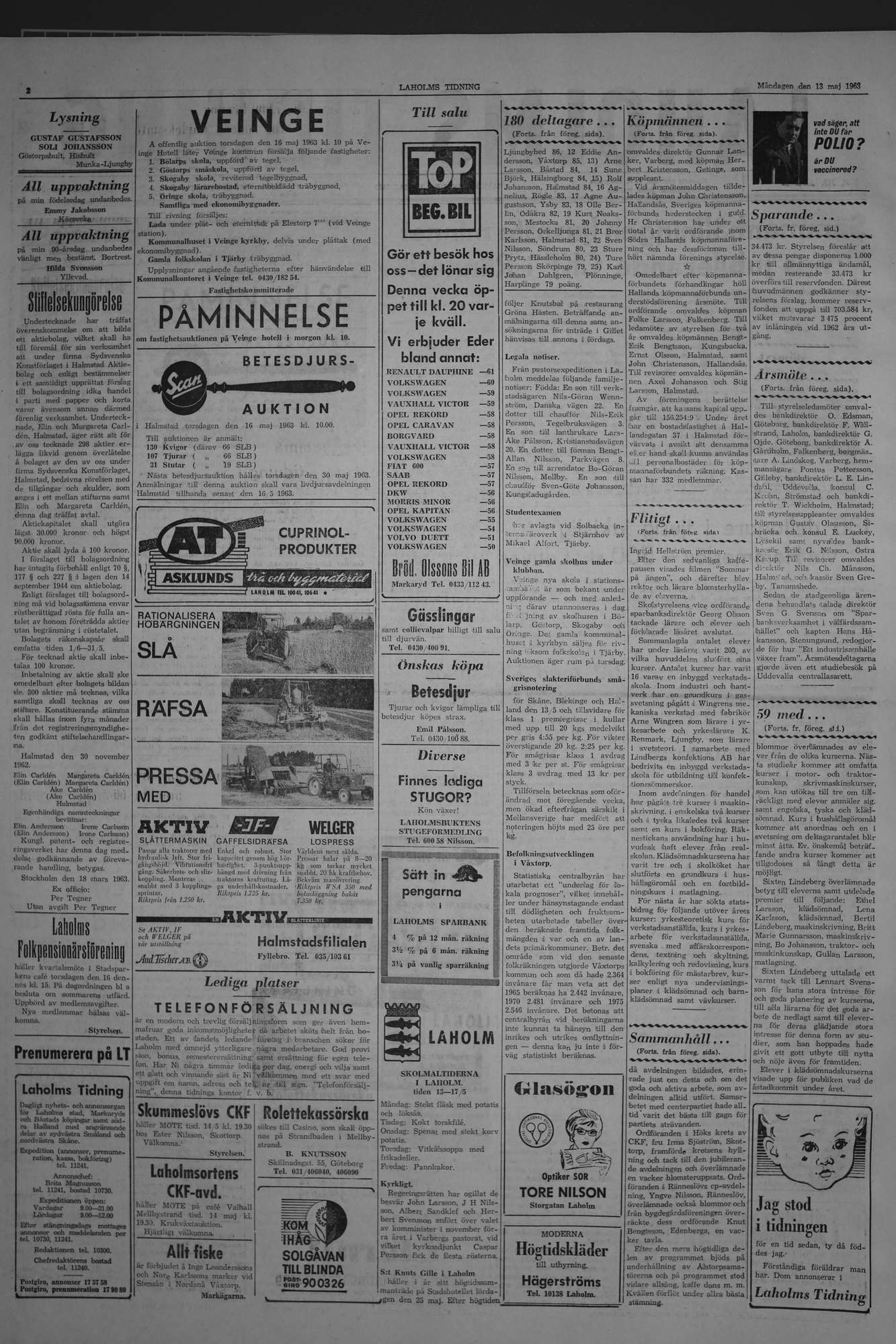 Laholms Tidning Måndag 13 maj 1963, sida 2