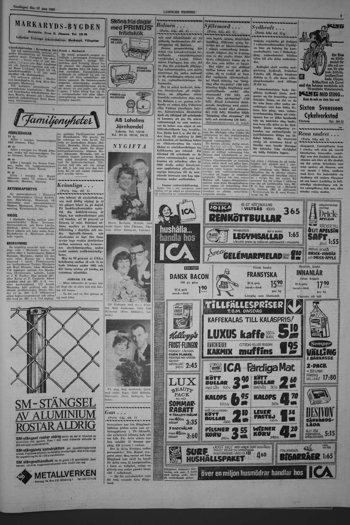 Laholms Tidning Torsdag 17 juni 1965, sida 3