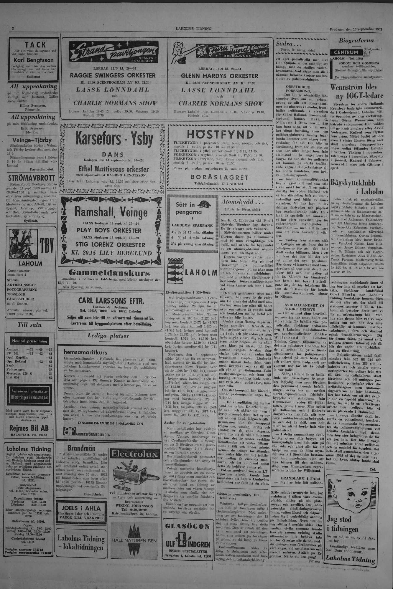 Laholms Tidning Fredag 13 september 1963, sida 2
