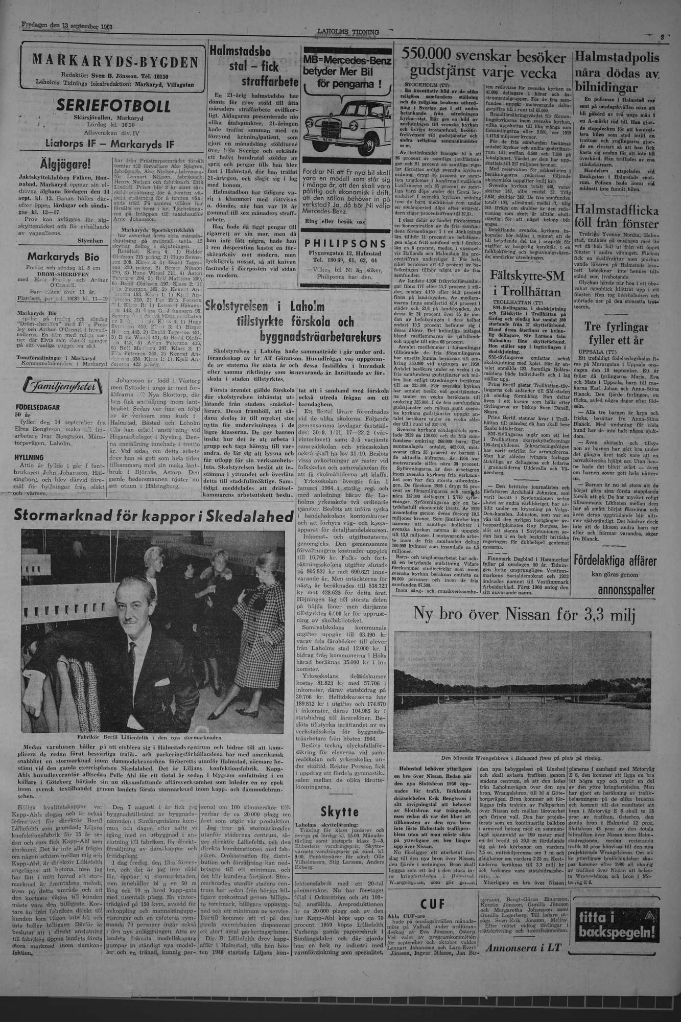 Laholms Tidning Fredag 13 september 1963, sida 3