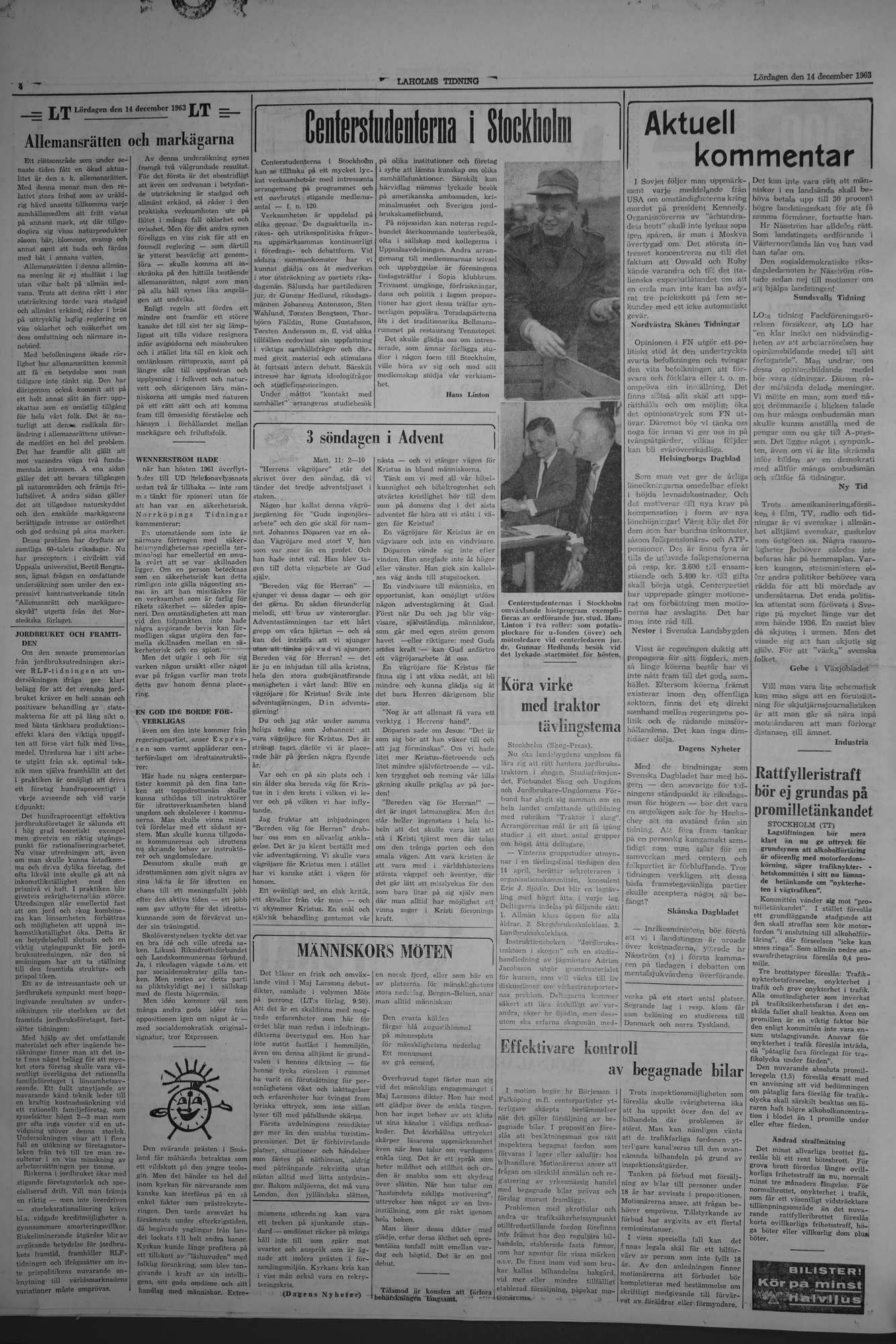 Laholms Tidning Lördag 14 december 1963, sida 4